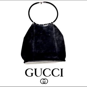 GUCCI Vintage 70’s Suede Lucite Handle Bucket Bag